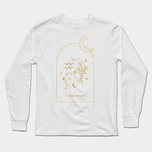 Aquarius Zodiac Constellation and Flowers - Astrology and Horoscope Long Sleeve T-Shirt